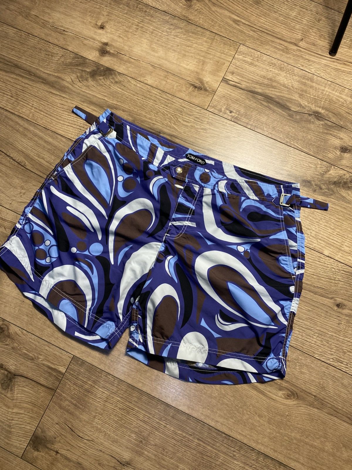 Tom Ford TOM FORD Blue Abstract Print Swim Trunks Men's Size 52 / XL Size US 36 / EU 52 - 1 Thumbnail