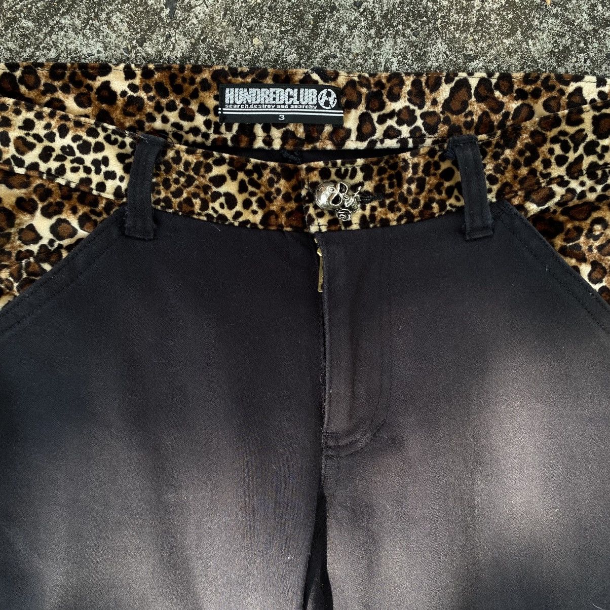 Japanese Brand × Seditionaries HUNDRED CLUB Y2K Punk Black Cargo Pants with Leopard Trim Size 32" / US 10 / IT 46 - 14 Thumbnail