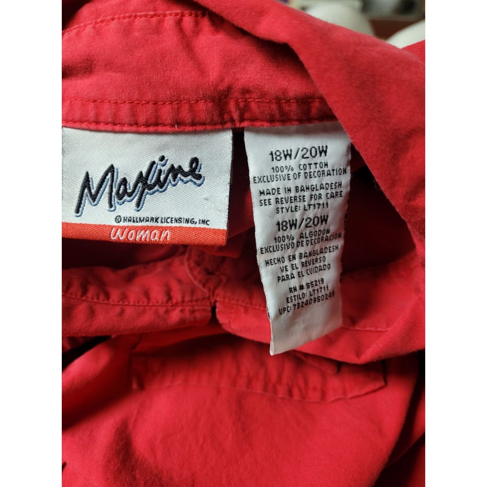 Vintage VINTAGE Maxine Shirt Womens 90s Do It My Way Sleeveless Button Up 20W Red Cotton Oversized Size 3XL / US 20-22 - 5 Thumbnail
