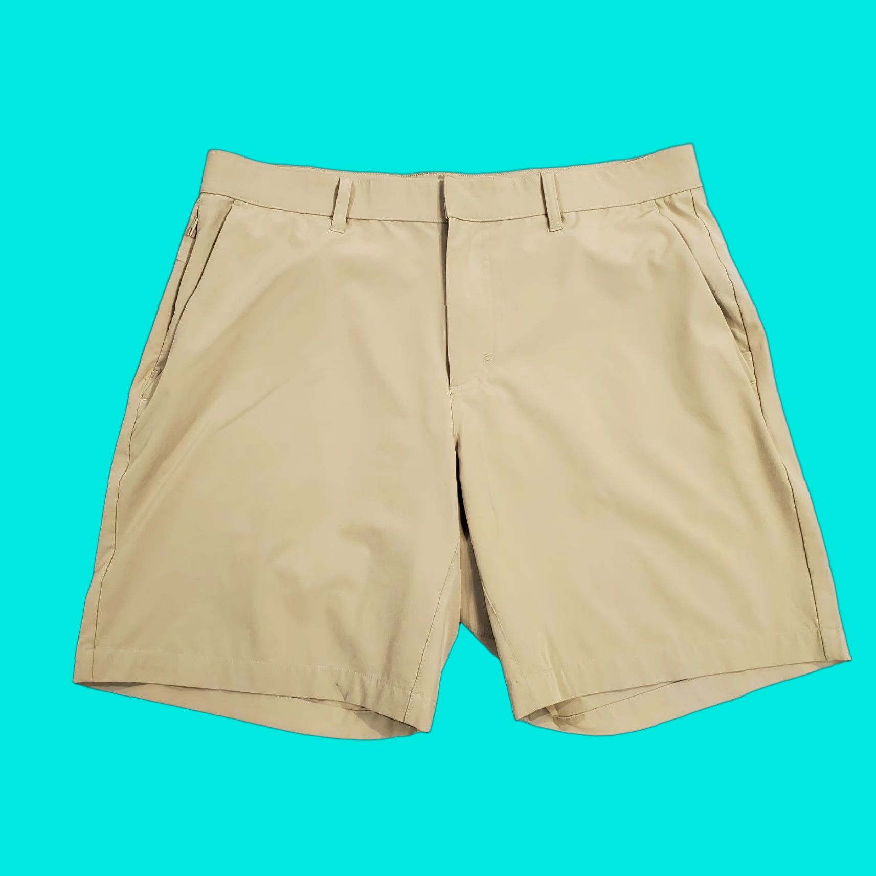 Fabletics Fabletics Shorts Mens 33 Beige Chinos Performance Lightweight Solid Logo active outdoor casual sport mens size 33 beige logo pockets regular fit Size US 33 - 1 Thumbnail