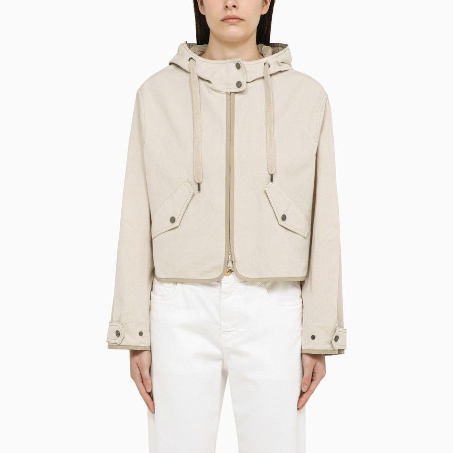 Brunello Cucinelli o1d2blof0824 Cotton-Blend Jacket in Beige Size S / US 4 / IT 40 - 1 Thumbnail