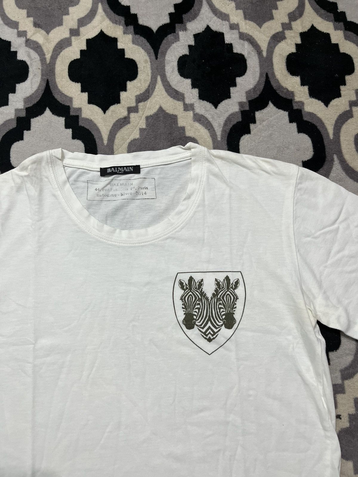 Balmain Decarnin shield double head zebra tshirt Size US XS / EU 42 / 0 - 2 Thumbnail