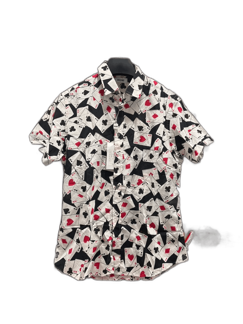 Moschino Moschino Short Sleeve Silk Shirt with Cards Size US M / EU 48-50 / 2 - 1 Thumbnail