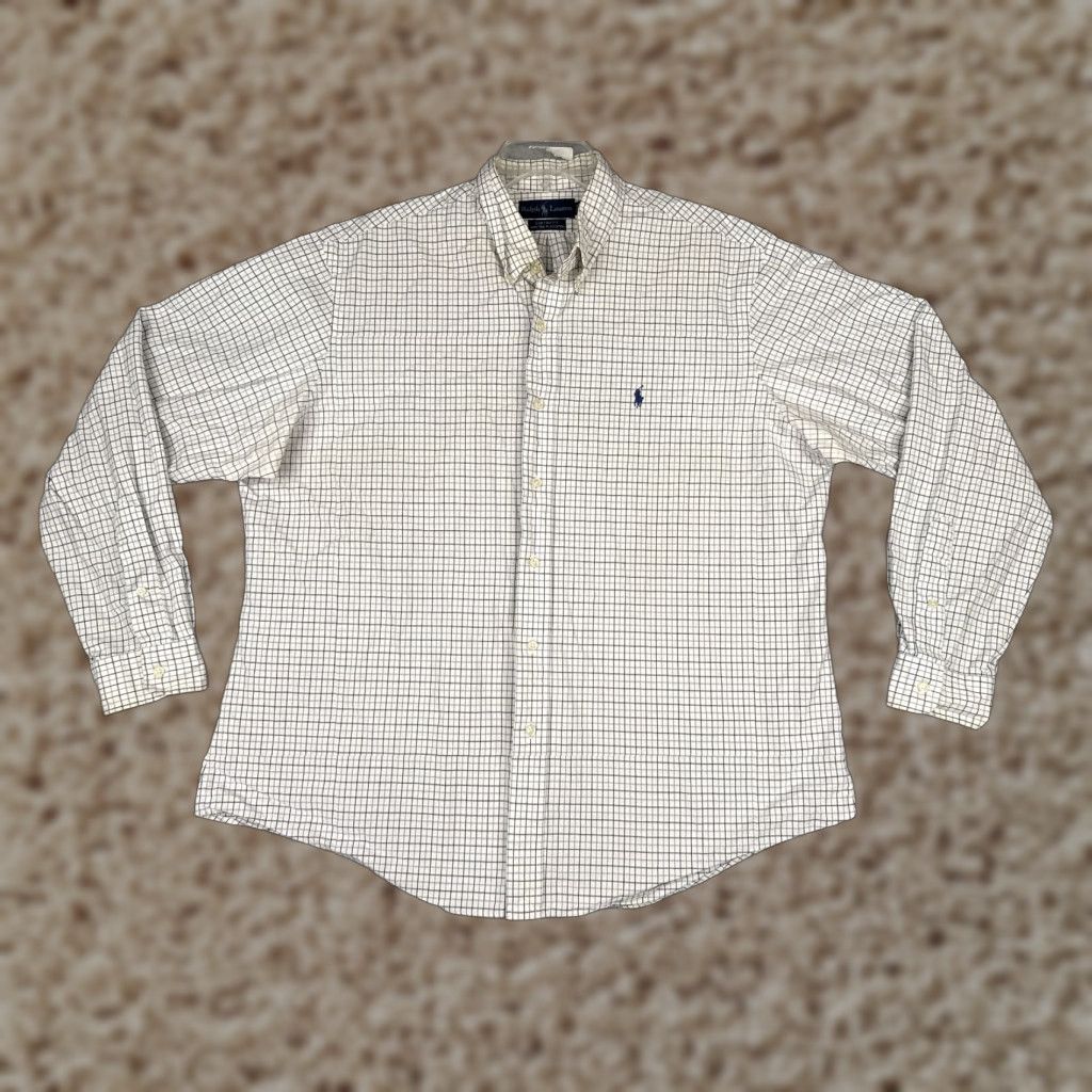 Polo Ralph Lauren VINTAGE Polo Ralph Lauren Shirt Men 2XL White Plaid Button-Up Long Sleeve Cotton Regular Mens Size US XXL / EU 58 / 5 - 1 Thumbnail