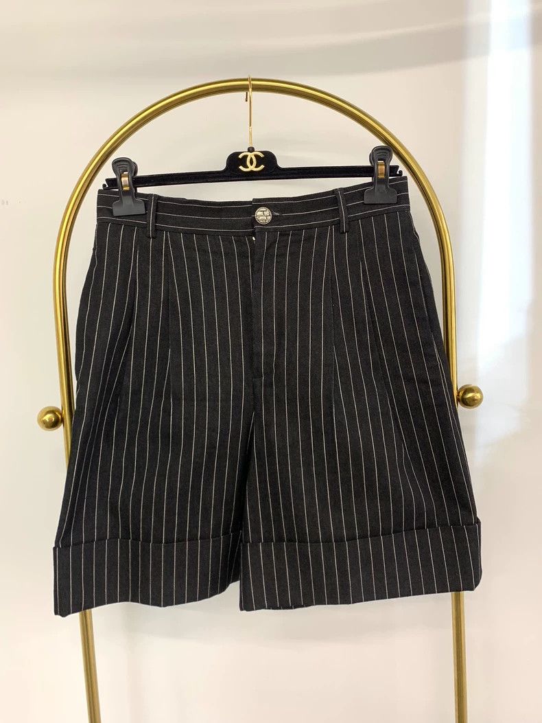 Chanel Black striped shorts