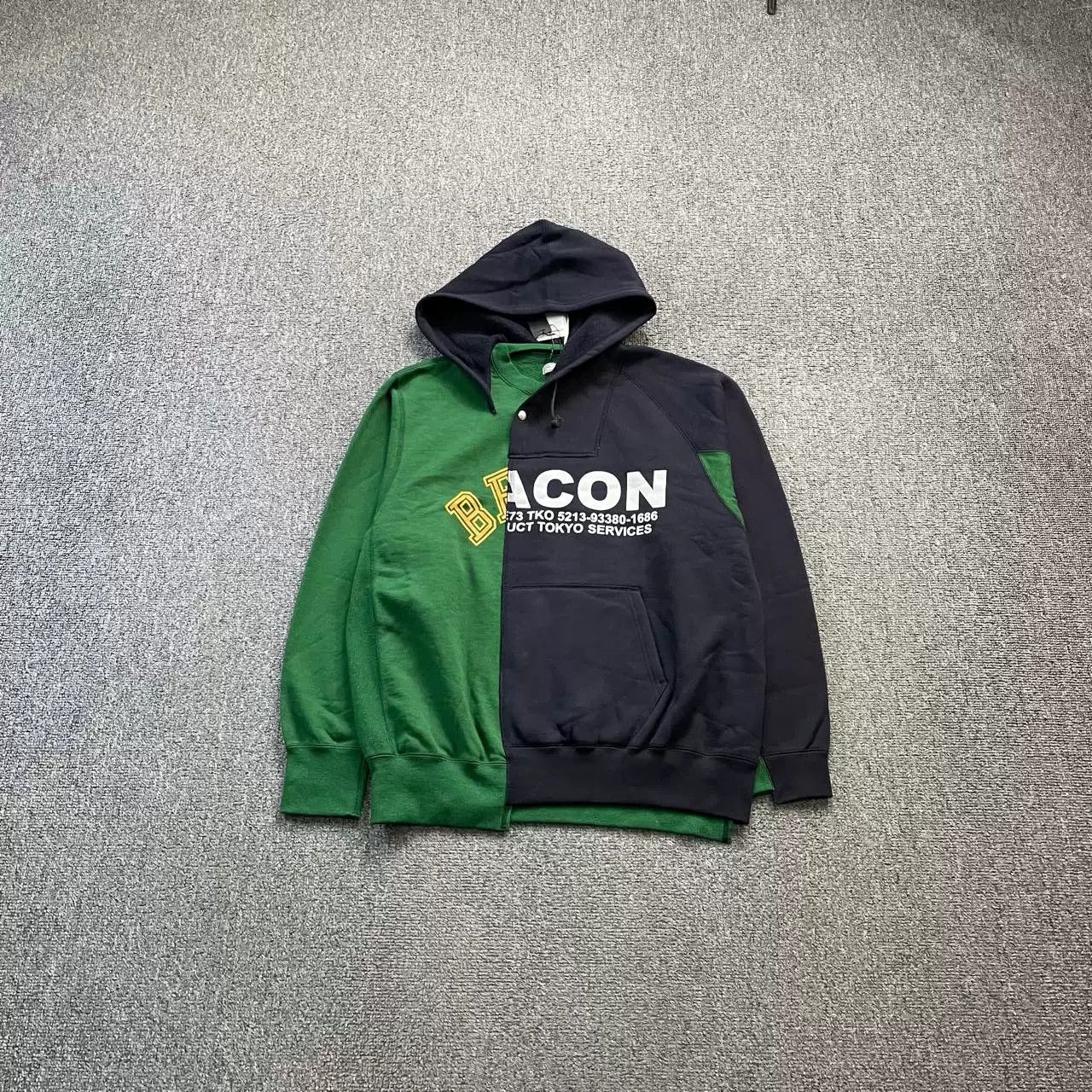 Kolor KOLOR Black Green Deconstructed Hoodie Size US S / EU 44-46 / 1 - 1 Thumbnail