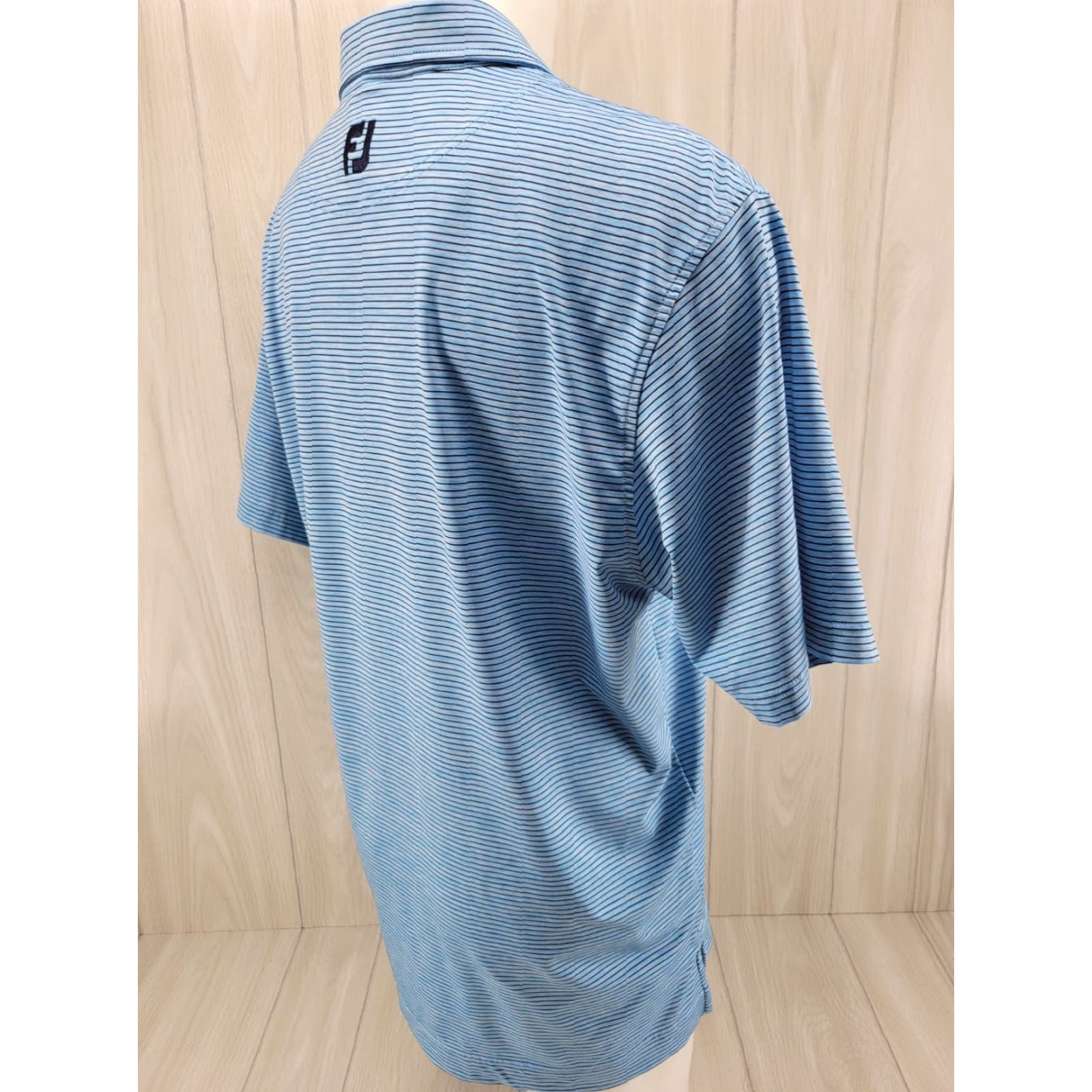 Footjoy FootJoy Mens Polo Blue Black Stripe FJ Performance Short Sleeve Golf Shirt Large Size US L / EU 52-54 / 3 - 5 Thumbnail