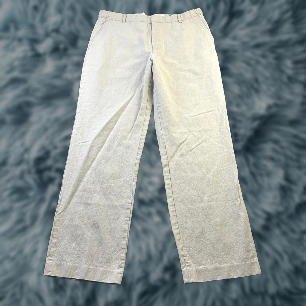 J.Crew J.CREW Pants Mens 35x30 Beige Linen Blend Chino Flat Front 5-Pocket Slimming Regular Straight Trousers Casual Workwear Size US 35 - 1 Thumbnail