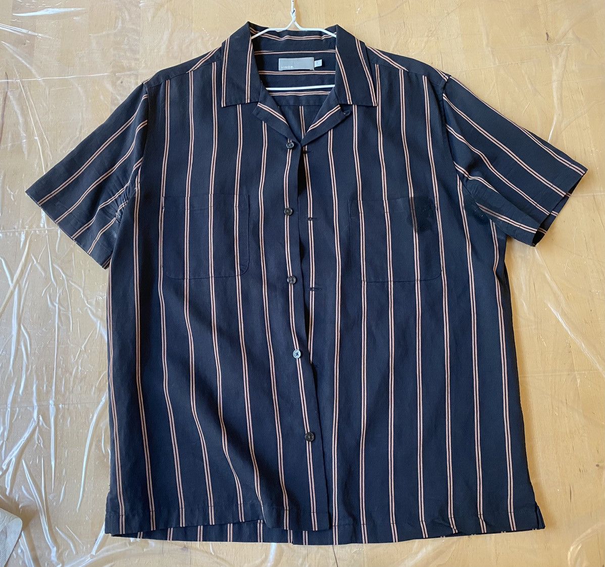 image of Vince Striped Shirt in Black, Men's (Size Small)