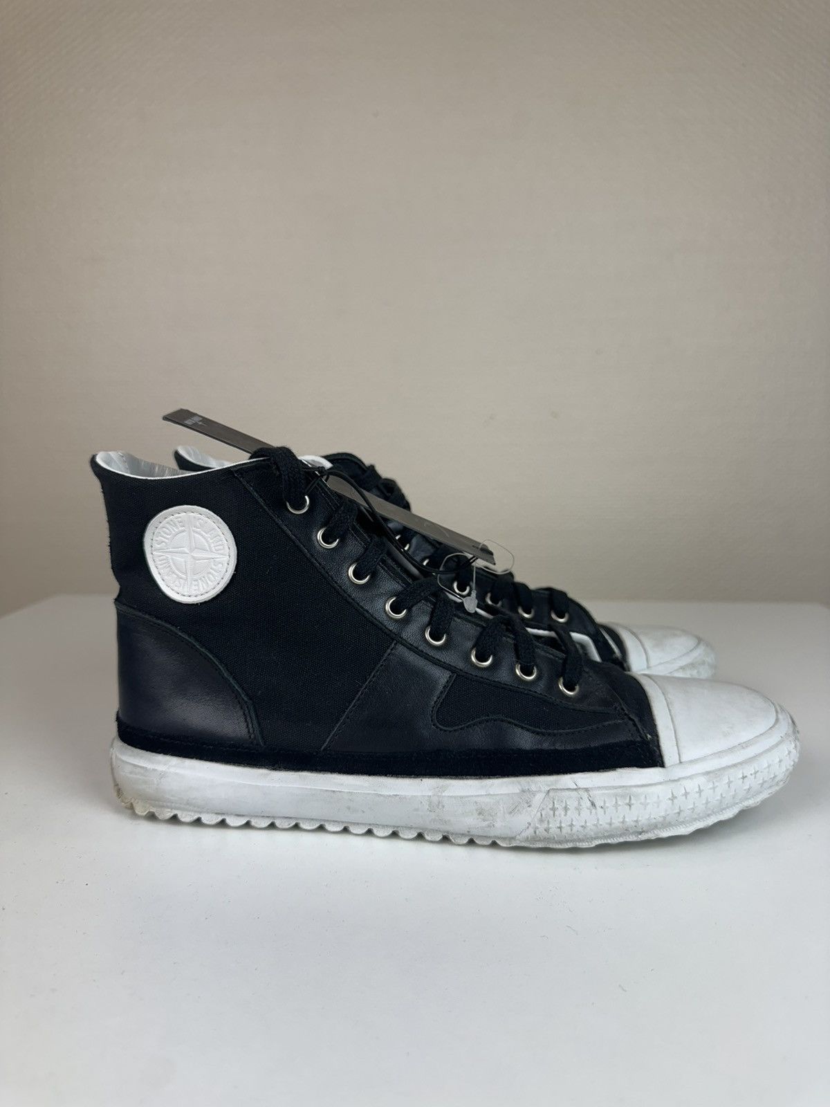 Stone Island Stone island leather tissue trainers high top sneakers 43 Size US 9.5 / EU 42-43 - 3 Thumbnail