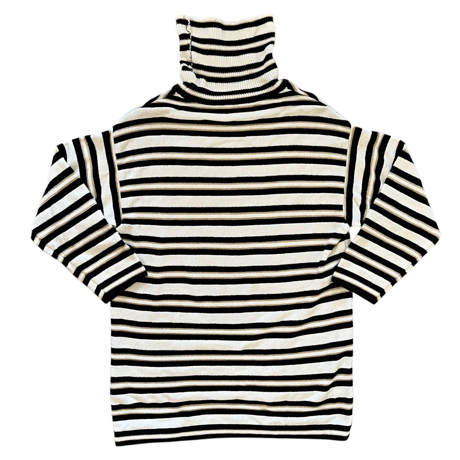 St. John × Vintage Vtg St John Sport Striped Chenille Turtleneck Tunic Sweater Size S / US 4 / IT 40 - 2 Thumbnail