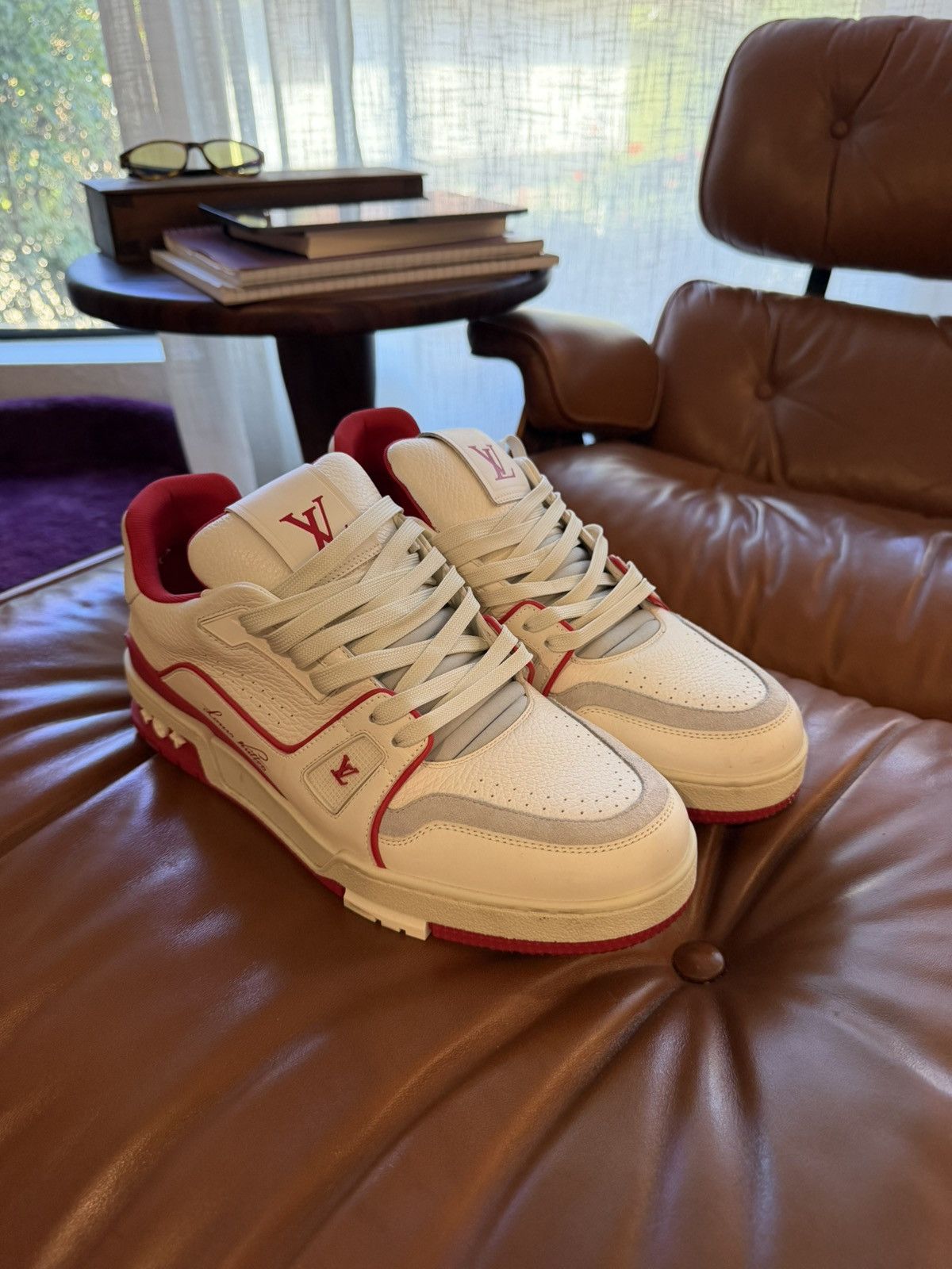 Louis Vuitton Louis Vuitton LV Trainer Red White Size US 10 / EU 43 - 1 Thumbnail