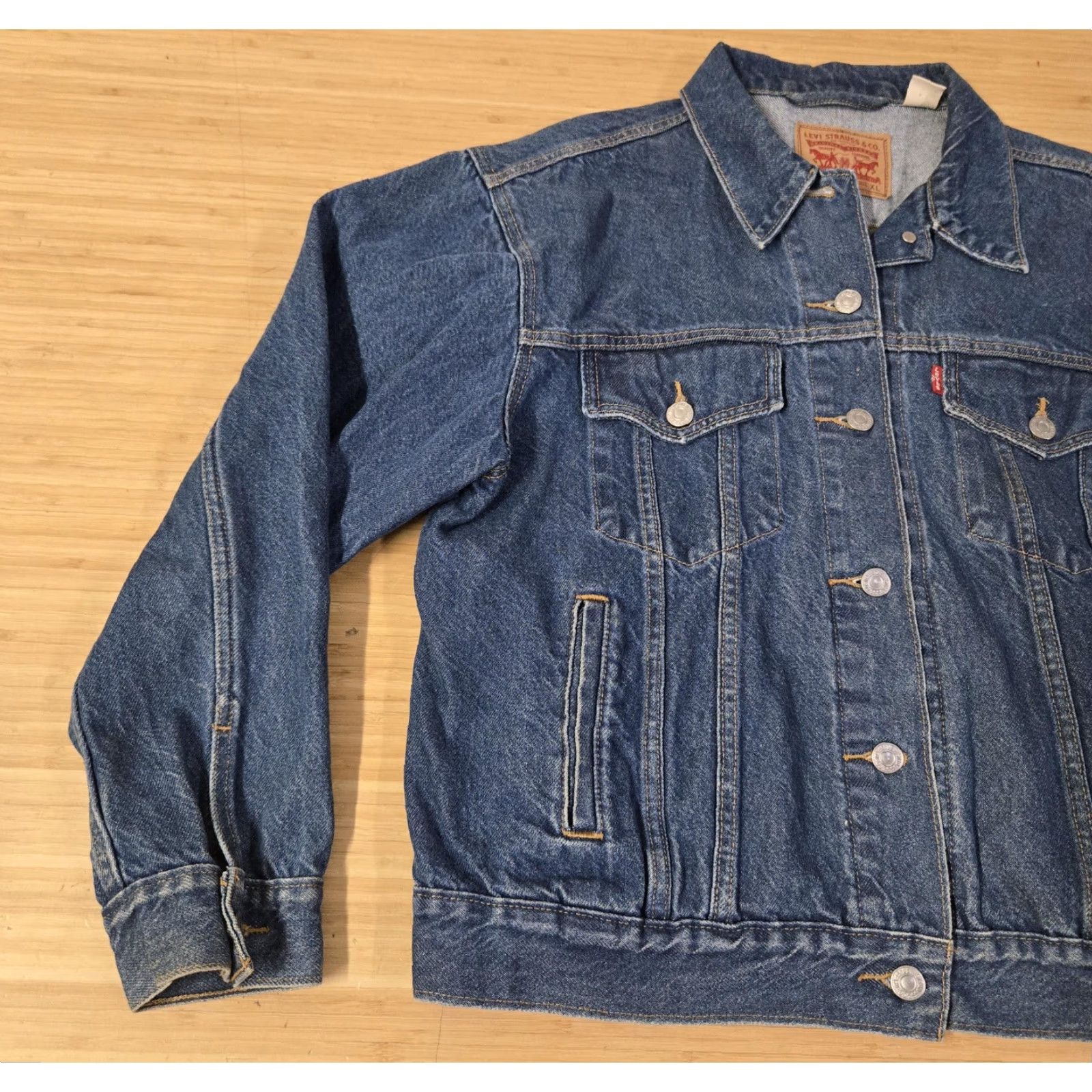 Levi's Levi's Denim Jacket Mens XL Blue Trucker Jacket Casual Western Pockets Size US 36 / EU 52 - 3 Thumbnail