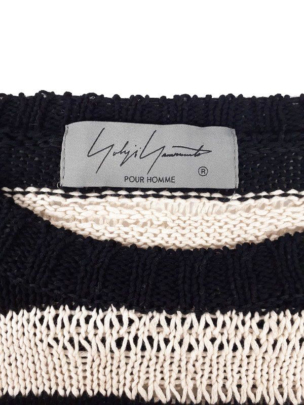 Yohji Yamamoto POUR HOMME border long sleeve knit HZ-K01-090 Size US L / EU 52-54 / 3 - 3 Thumbnail