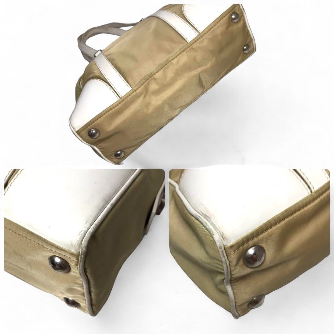Prada Prada - Handbag White Leather Nylon Beige Shoulder Bag Size ONE SIZE - 5 Thumbnail