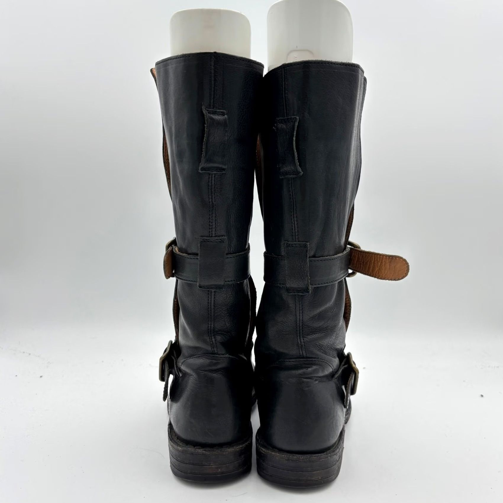 Vintage Fiorentini + Baker Boots Black Leather Buckle Women's 37 Boho Eternity 7040 Size US 7 / IT 37 - 4 Thumbnail