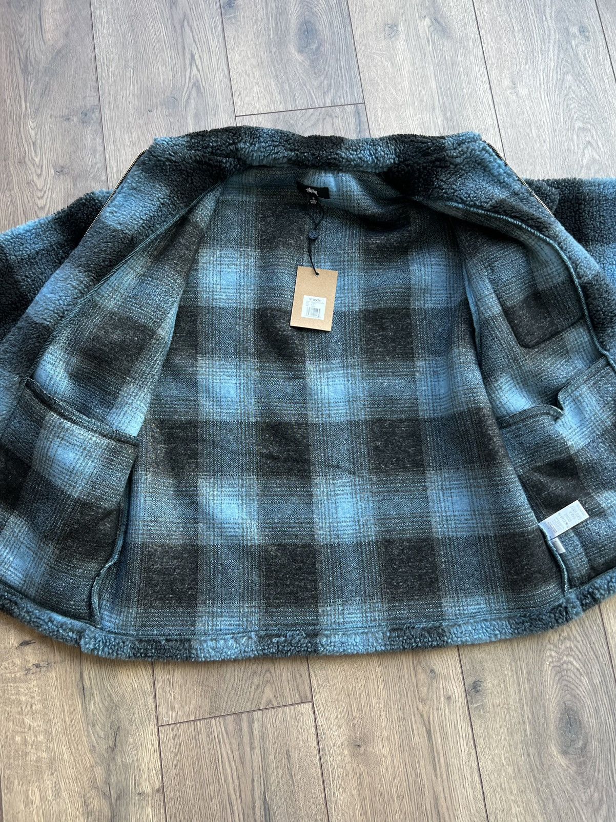 Stussy Stussy Shadow Plaid Zip Sherpa Shirt “Blue” Large Size US L / EU 52-54 / 3 - 3 Thumbnail