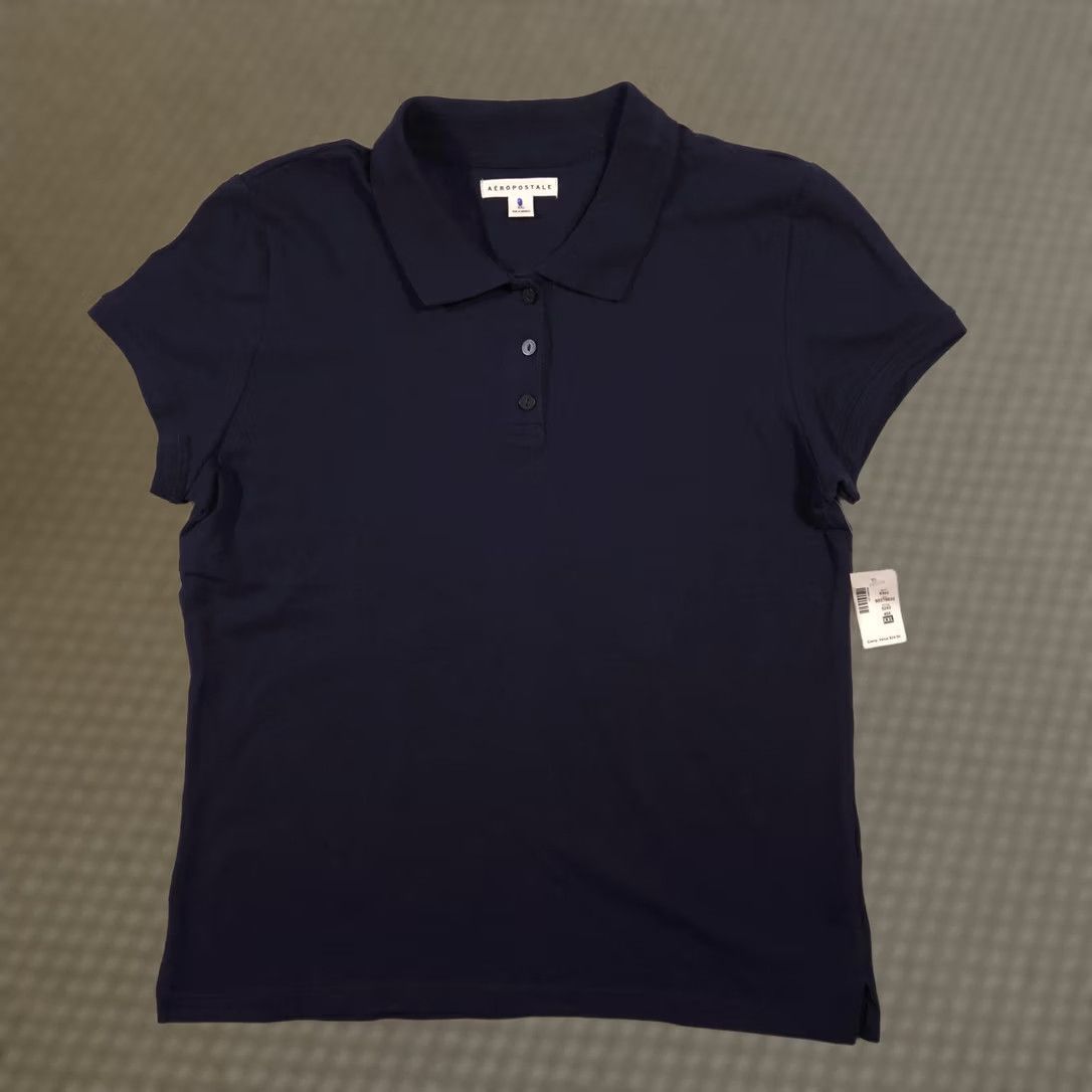 Vintage Aéropostale Polo Shirt Juniors XXL Solid Blue Collared Short Sleeve Basic Top Size XXL / US 16-18 / IT 52-54 - 1 Thumbnail