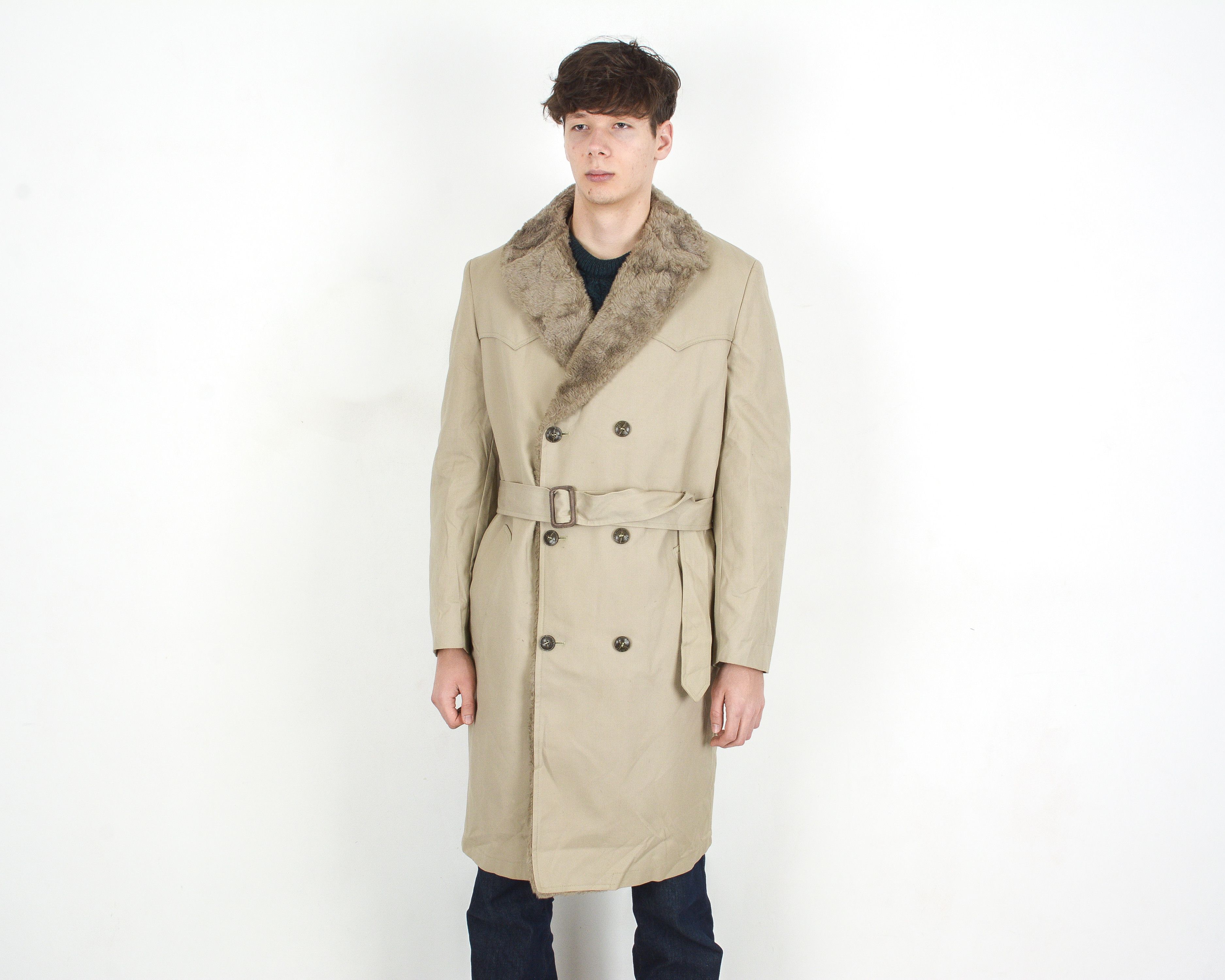 London Fog 70's Trench Over Coat Sherpa XL Winter Rain Jacket Mac L Size US XL / EU 56 / 4 - 2 Thumbnail