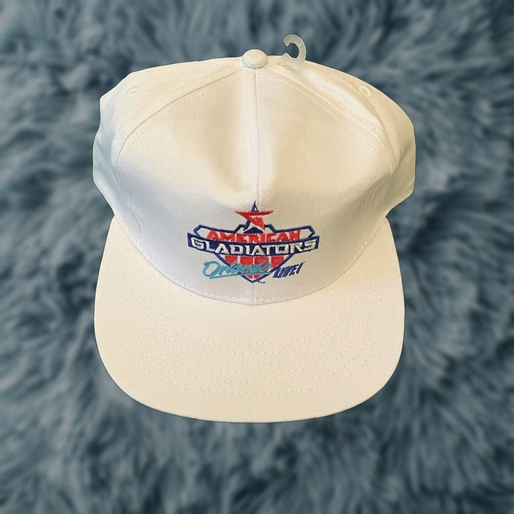 Vintage VINTAGE American Gladiators Snapback Hat Mens 90s White Adjustable Orlando Live TV Promo 1990s Rare Vintage Hat Men Size ONE SIZE - 1 Thumbnail
