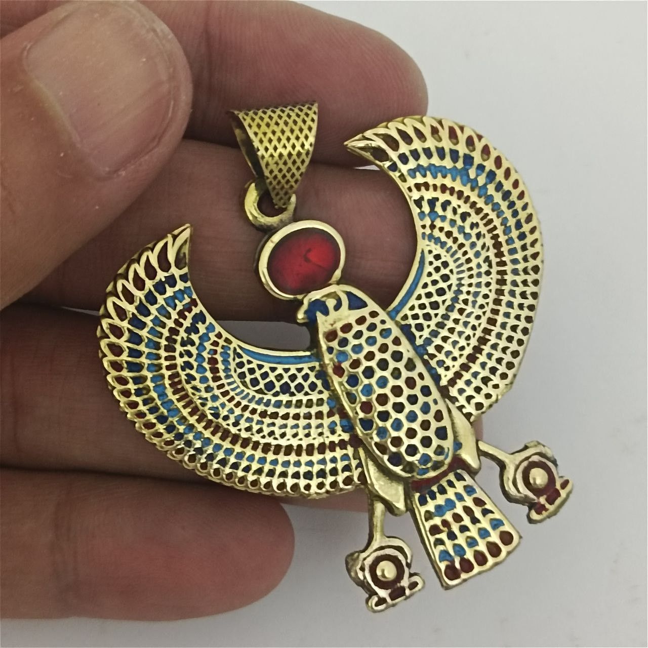 Other Handmade Pharaonic Horus Falcon Pendant Egyptian Copper Size ONE SIZE - 2 Thumbnail