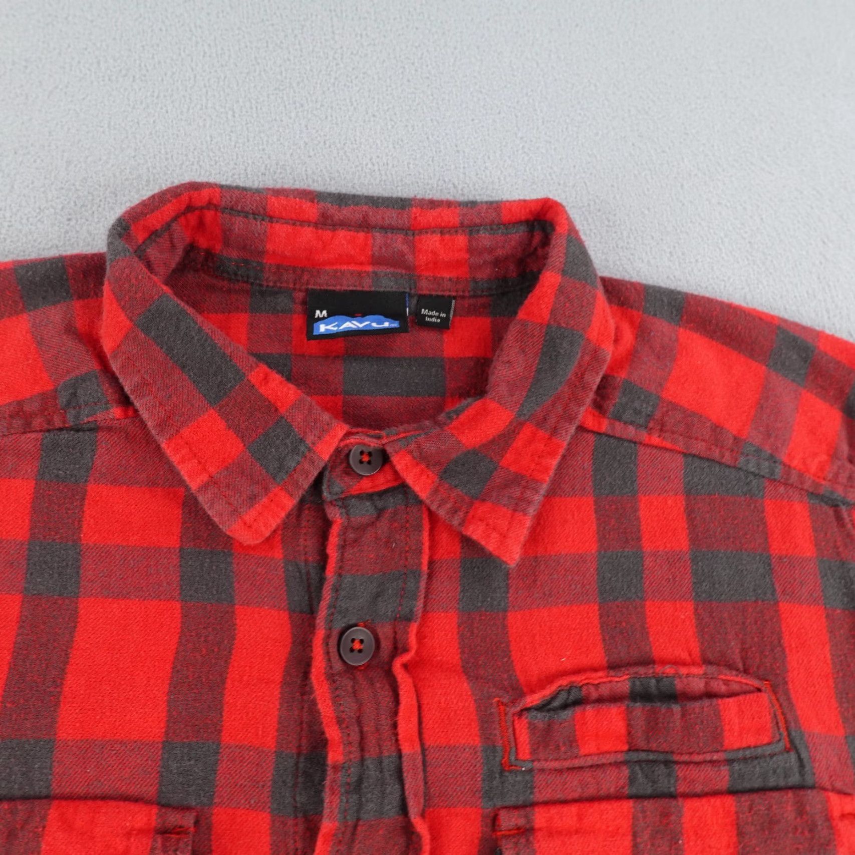 KAVU VINTAGE KAVU Shirt Mens Medium Plaid Flannel Button-Up Outdoor Cotton Red Black 90s Mens Size US M / EU 48-50 / 2 - 2 Thumbnail