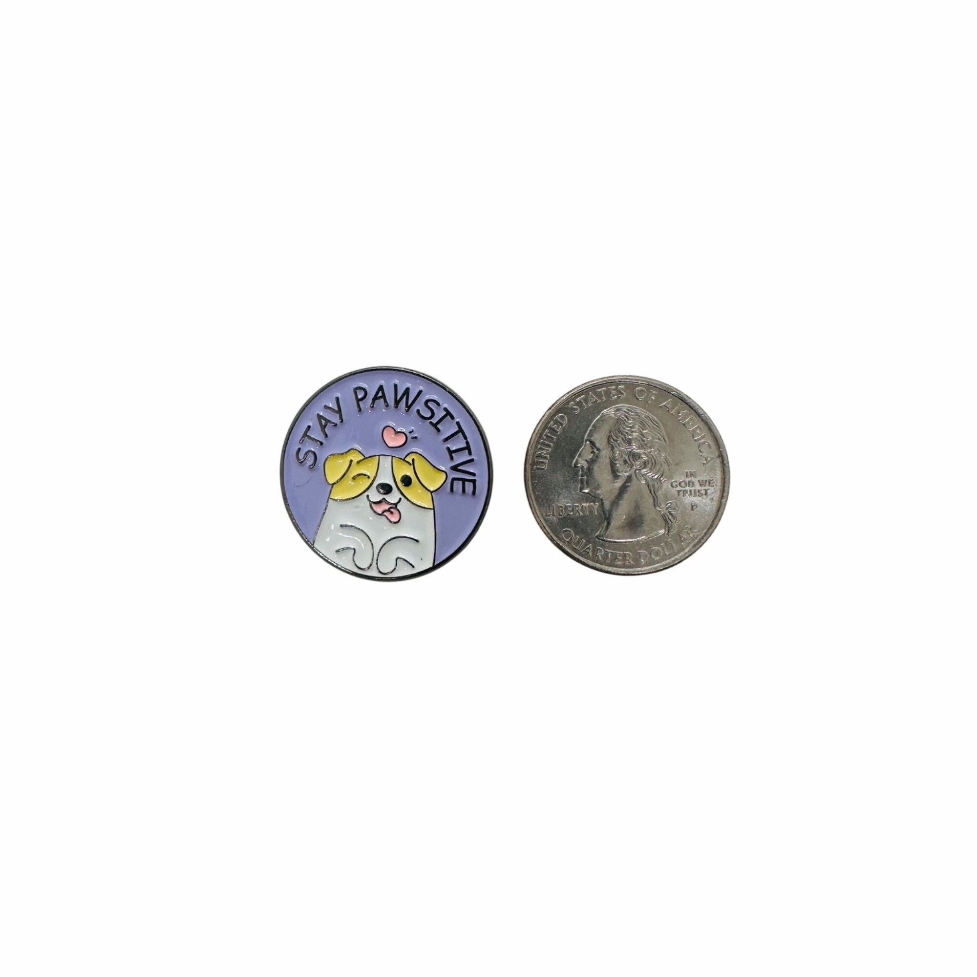 Other STAY PAWSITIVE Cute Dog Edition Animal Round Badge Cartoon L Size ONE SIZE - 4 Thumbnail