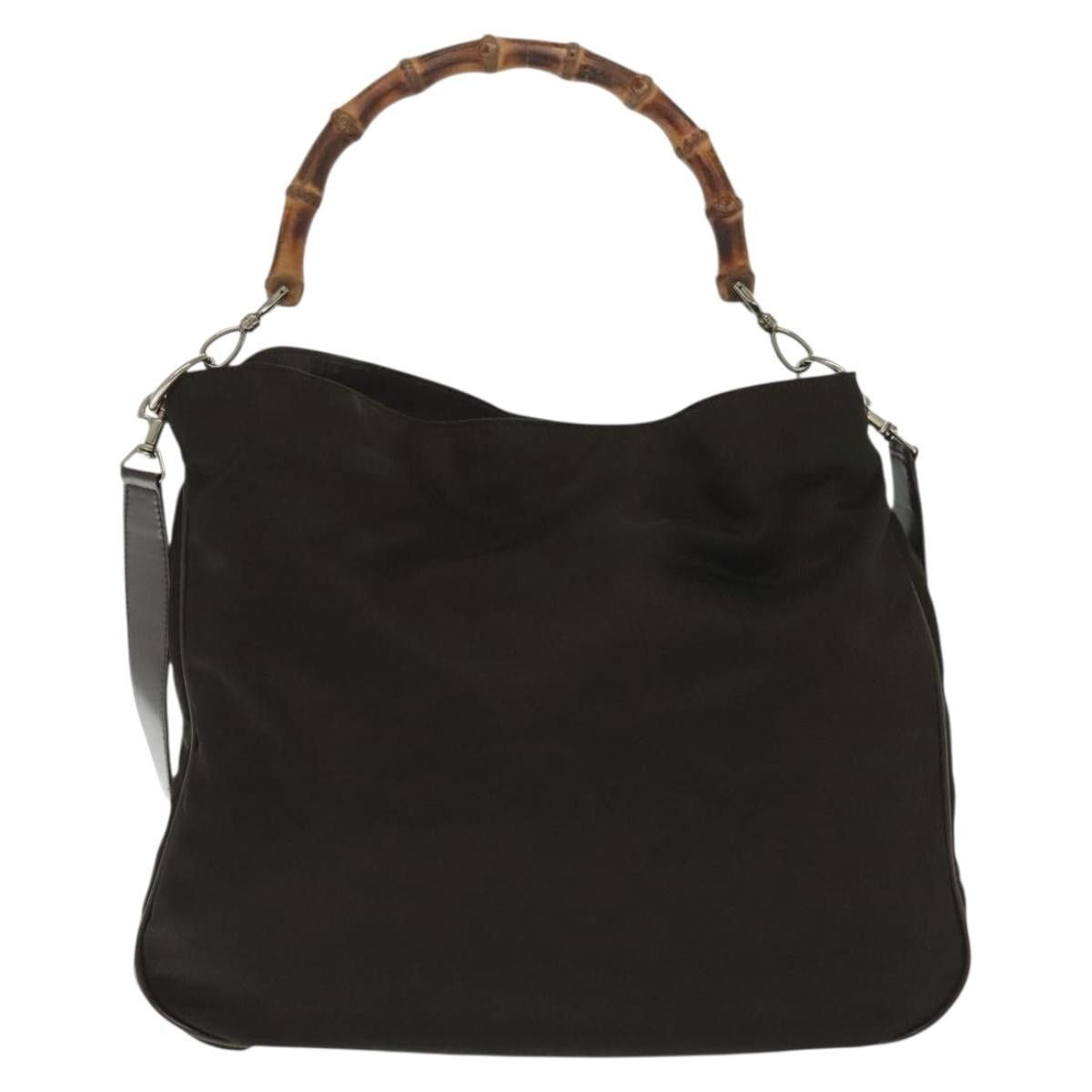 Gucci GUCCI Bamboo Hand Bag Nylon Brown Silver 001 2113 001 2113 Size ONE SIZE - 2 Thumbnail