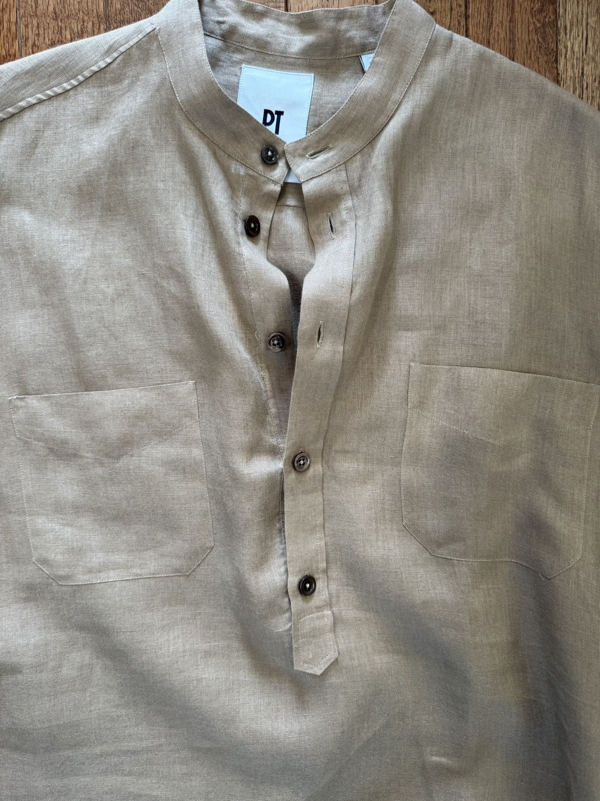 PT Torino PT Torino Men's Line Button-Down Band Collar - 40/Medium Size US M / EU 48-50 / 2 - 4 Thumbnail