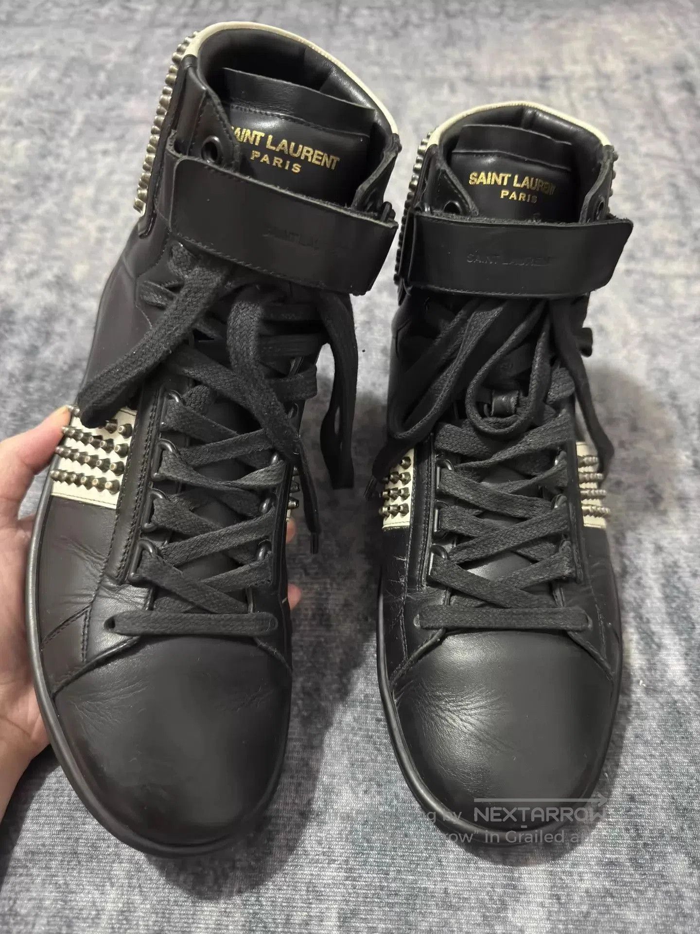 Saint Laurent Paris Black High-Top Studded Sneakers Size 7. Size US 7 / EU 40 - 1 Thumbnail
