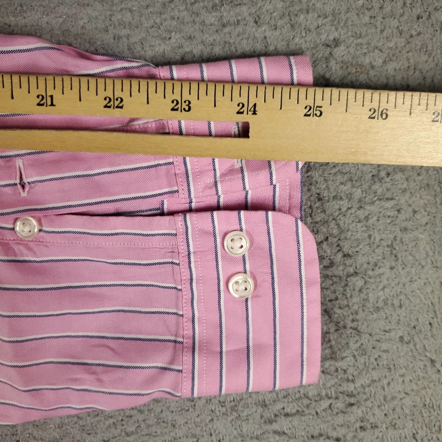Ralph Lauren VINTAGE Ralph Lauren Men's Dress Shirt Long Sleeve 17 Pink Striped Classic Fit Business Preppy Size 46R - 7 Thumbnail