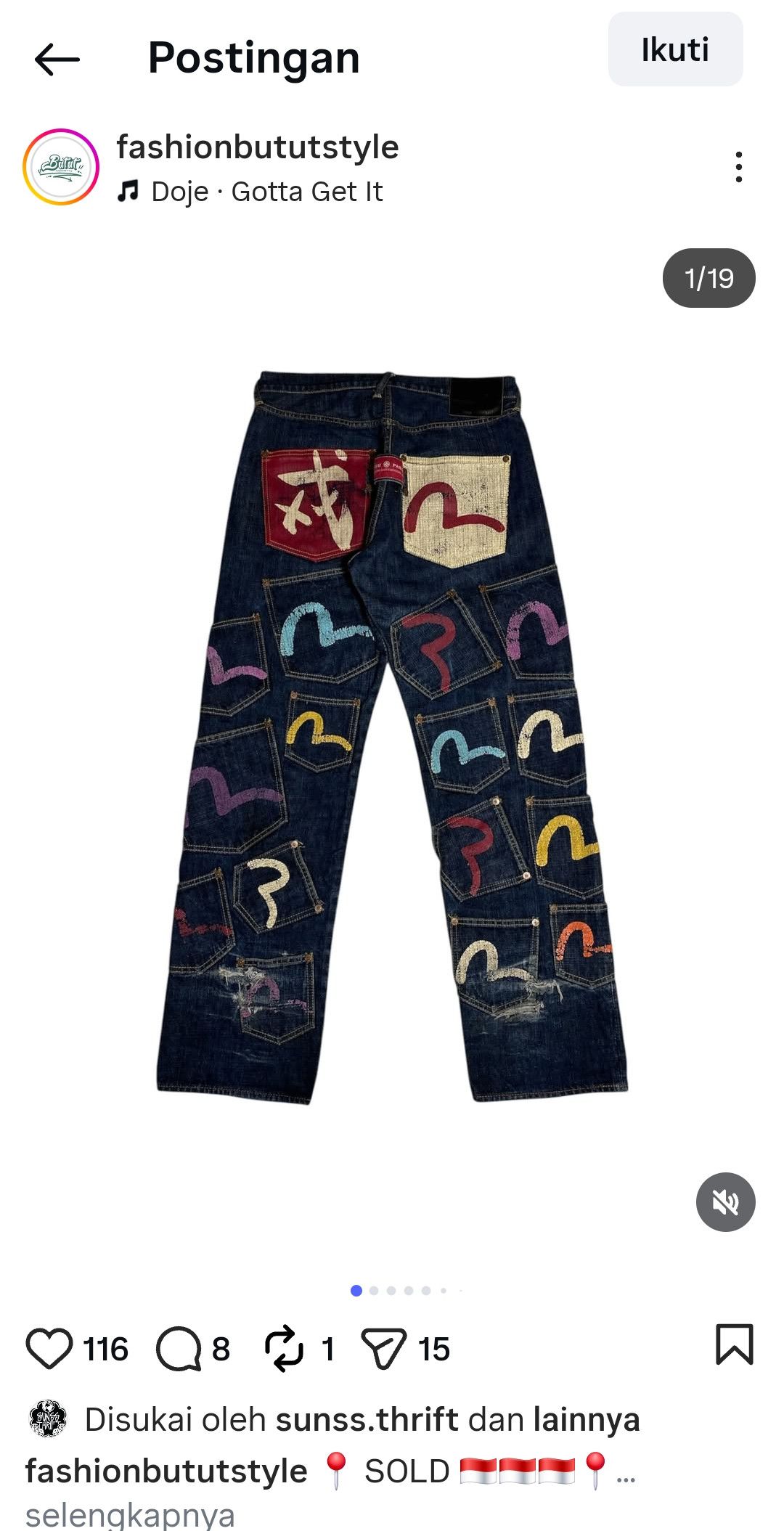 Evisu TRAVIS SCOOT EVISU MULTI POCKET DENIM JEANS LOT 0065 Size US 34 / EU 50 - 1 Thumbnail