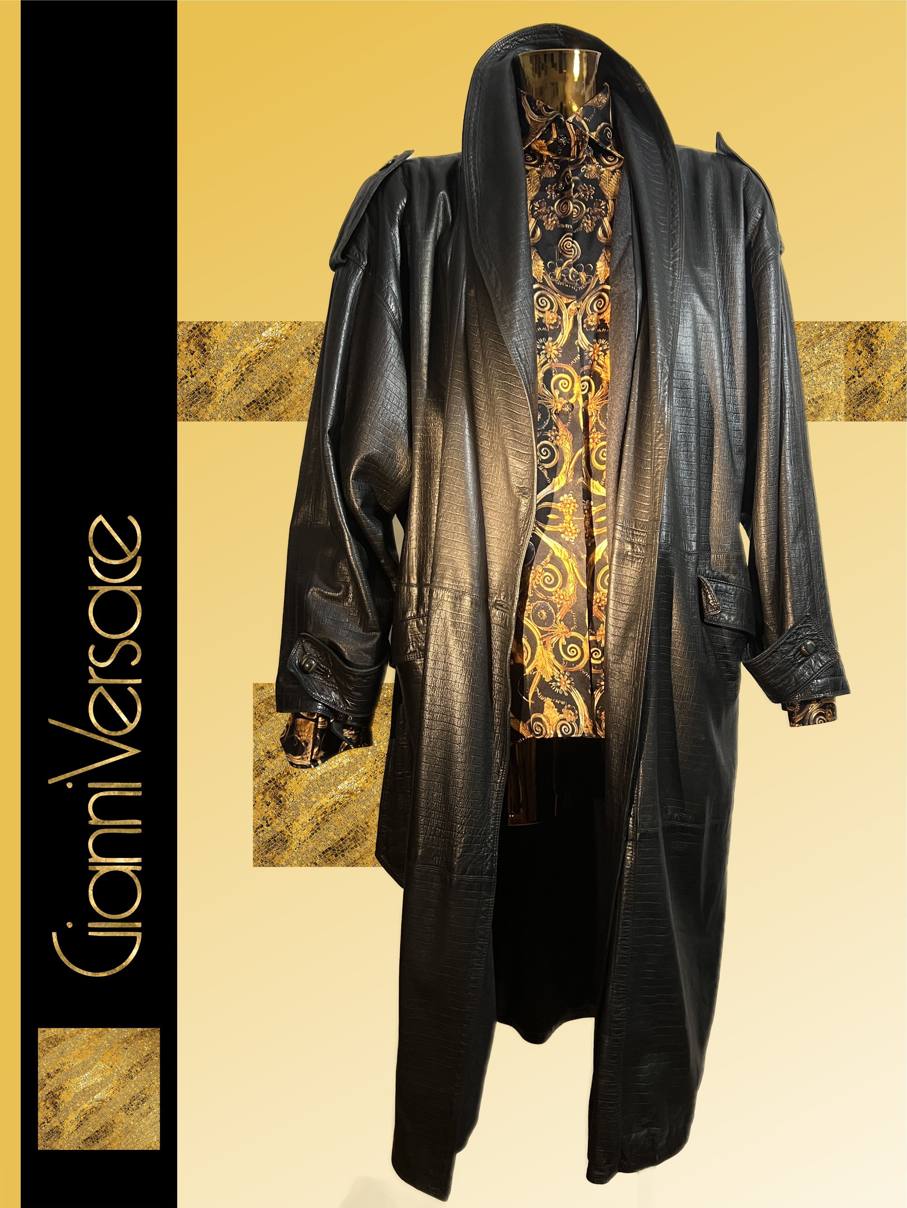 Versace Beautiful Vintage Leather Coat by Versace Size US XL / EU 56 / 4 - 3 Thumbnail