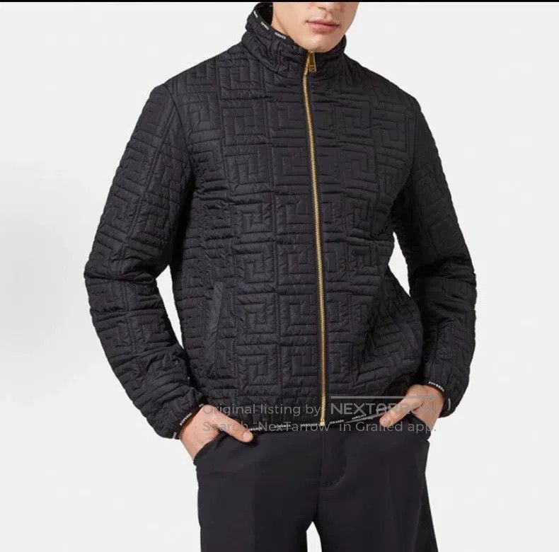 Versace Versace Black logo embroidered stand-up collar zipper long Size US L / EU 52-54 / 3 - 8 Thumbnail