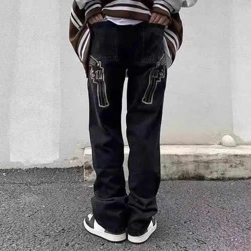 Japanese Brand × Jean Street style double gun embroidered patch bootcut jeans Size US 32 / EU 48 - 4 Thumbnail