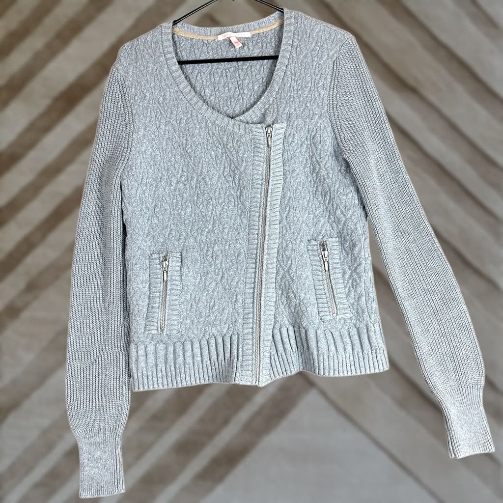 Victoria's Secret Victoria Secret Womens Sweater Gray Zip Texture Cashmere Blend Stretch Medium Size M / US 6-8 / IT 42-44 - 1 Thumbnail