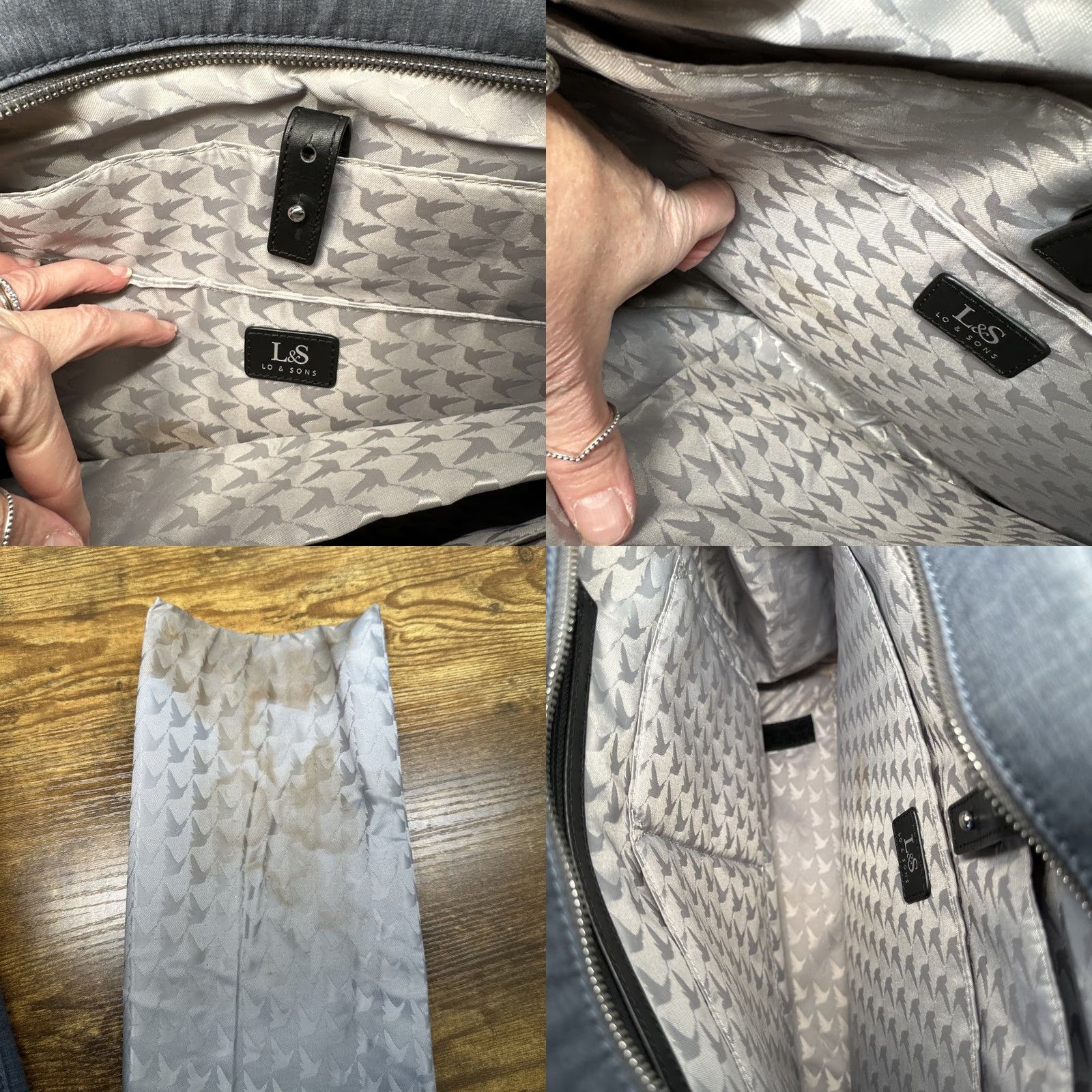 Vintage Lo & Sons O.G. Blue Travel Messenger Carry On Bag Nylon Laptop Sleeve Pockets Silver Hardware Womens Medium 16x14x6 inches Gray Interior Size ONE SIZE - 9 Thumbnail