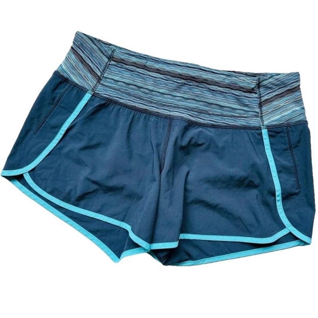 Lululemon LULULEMON Navy Blue Aqua Mini Shorts Zip Workout Active Gym Size 28" / US 6 / IT 42 - 17 Thumbnail