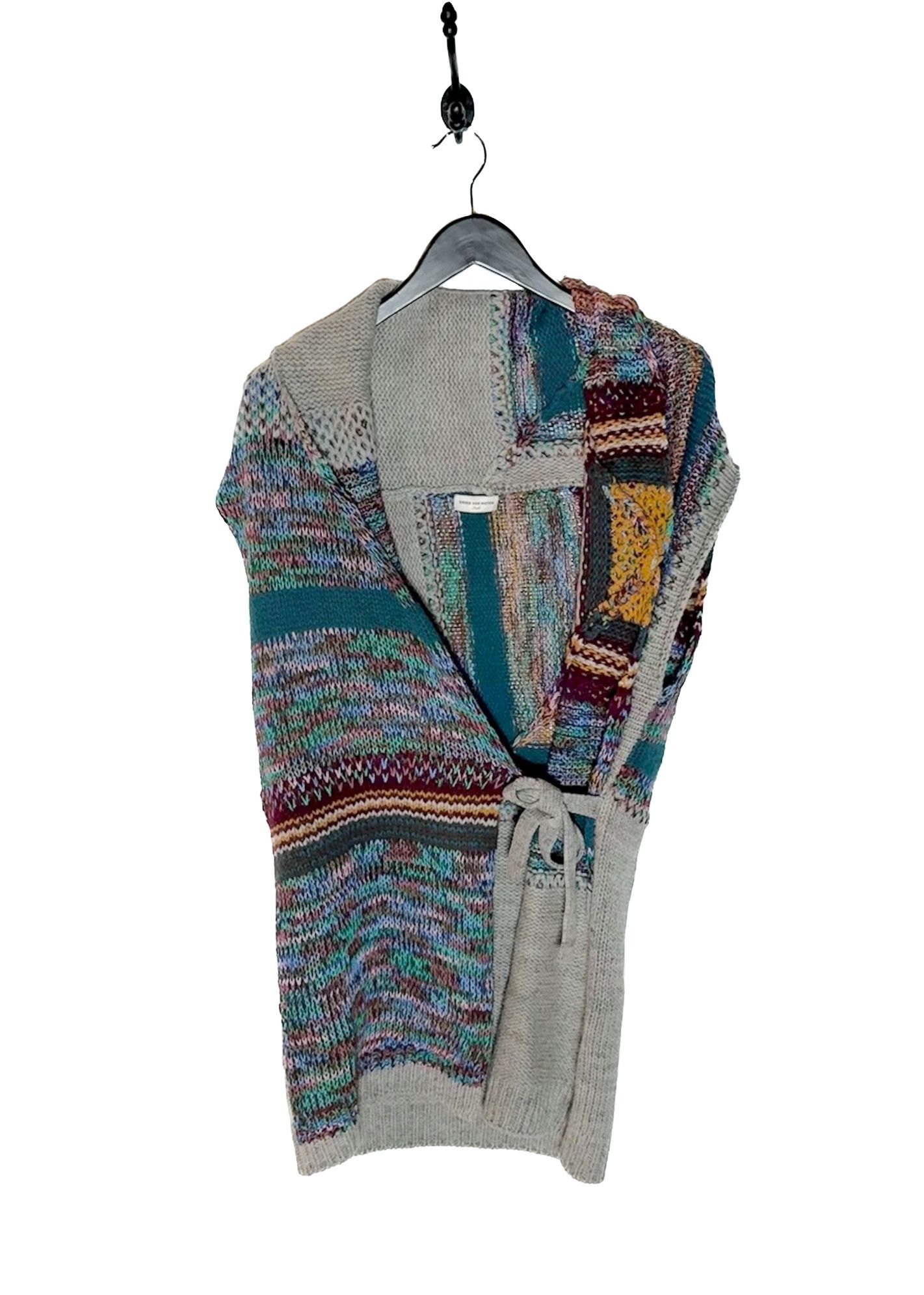 Dries Van Noten Dries Van Noten FW08 Runway Grey Multicolour Wrap Knit Vest Size S / US 4 / IT 40 - 1 Thumbnail
