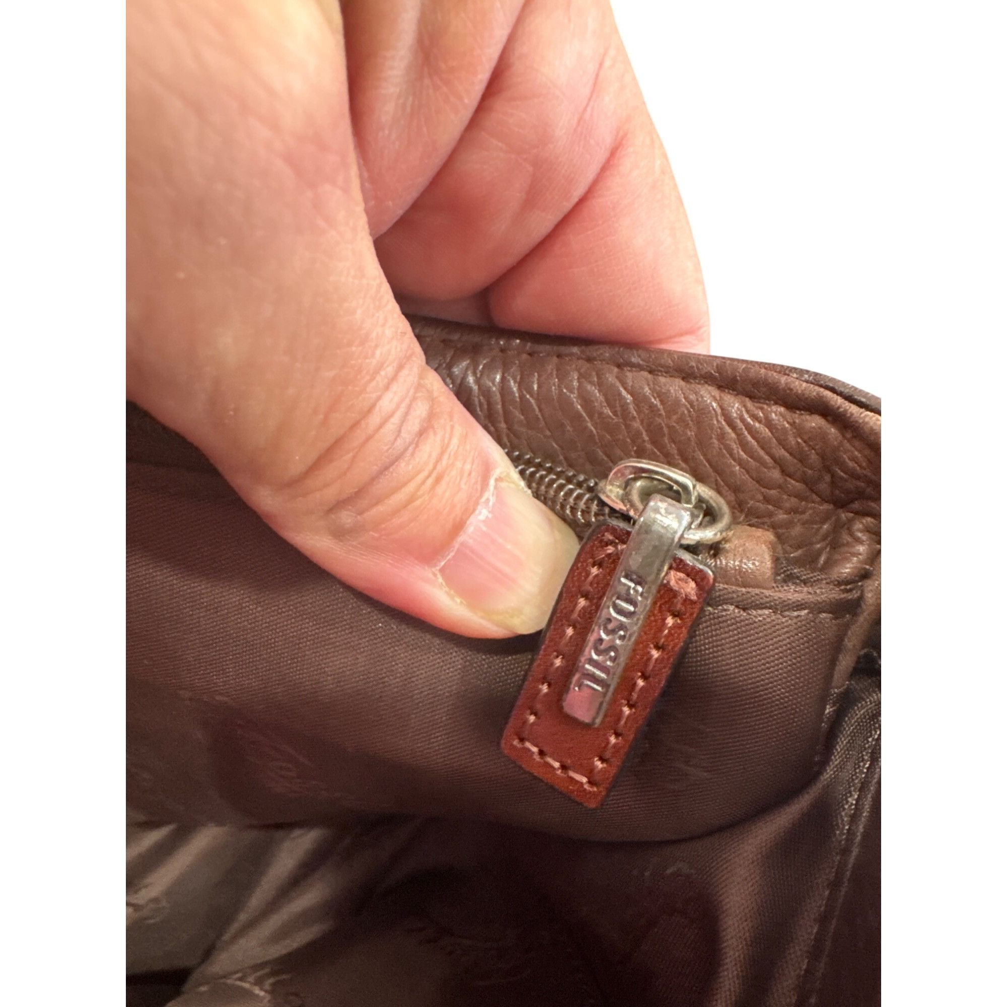 Fossil Fossil Womans Vintage Brown Leather Shoulder Handbag SKU 865 Size ONE SIZE - 13 Thumbnail
