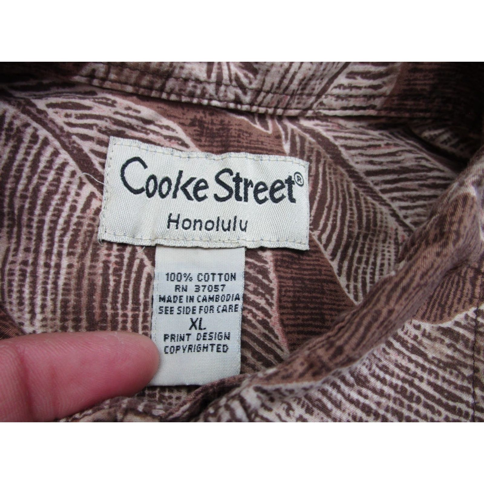 Vintage Cooke Street Shirt Mens XL Brown Bamboo Leaves Leaf Floral Hawaiian Aloha Button Up Short Sleeve Collared Size US XL / EU 56 / 4 - 4 Thumbnail