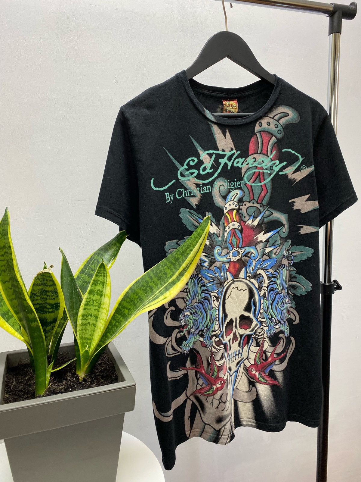Christian Audigier Christian Audigier Crazy Y2K Ed Hardy Skull T-Shirt Vintage Size US L / EU 52-54 / 3 - 3 Thumbnail