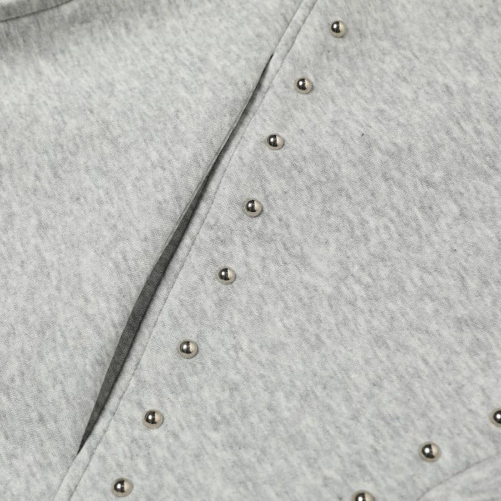 Japanese Brand Gray Studded Hooded Horn Zip-Up Hoodie Size ONE SIZE - 4 Thumbnail