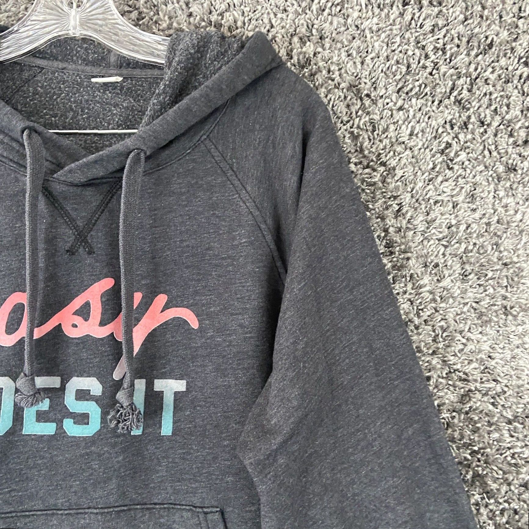 Old Navy Old Navy Hoodie Women Size L Gray Easy Does It Pullover Activewear Blue Logo Size L / US 10 / IT 46 - 3 Thumbnail