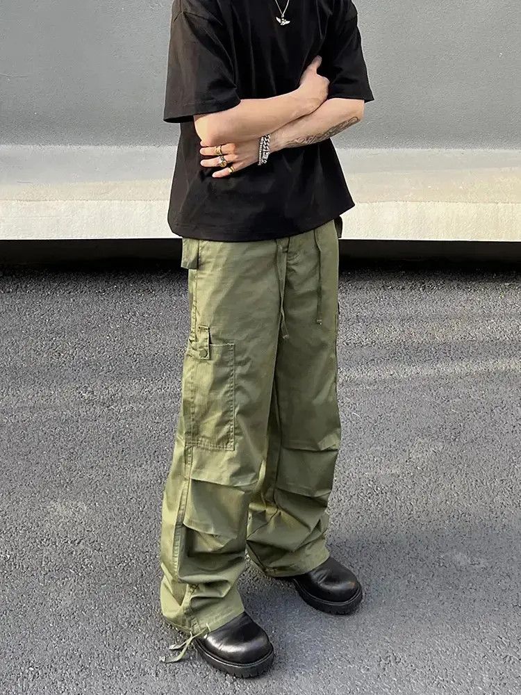 Japanese Brand × Vintage Straight tube loose wide leg drawstring casual pants Size US 32 / EU 48 - 2 Thumbnail