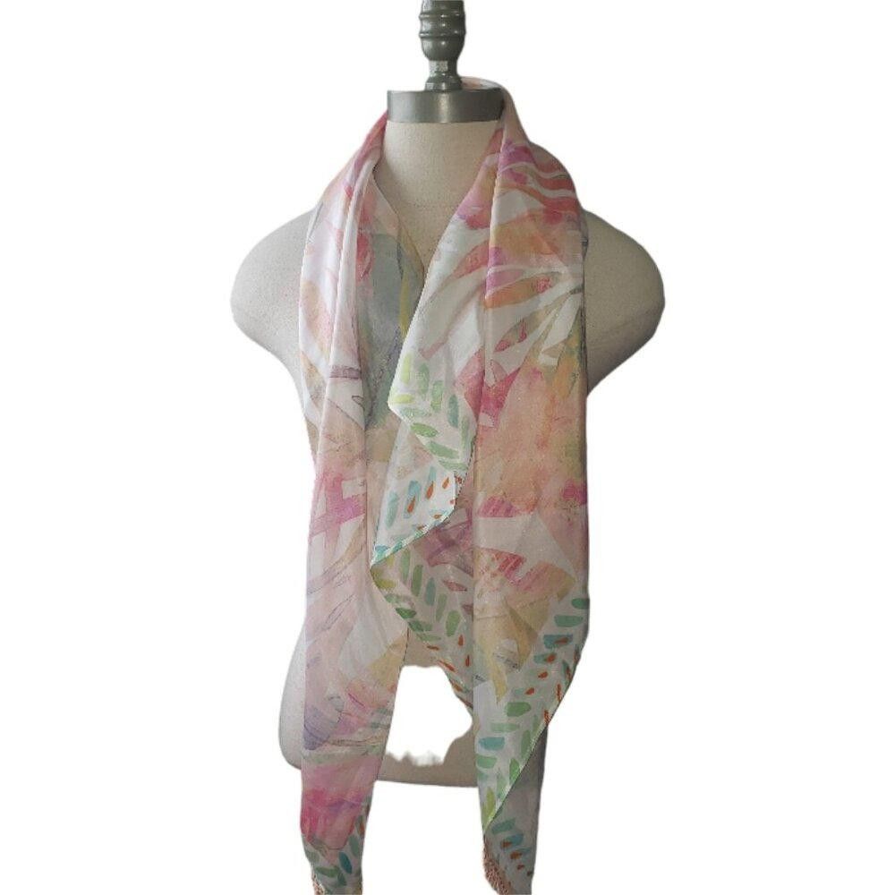 Designer CT1585 Vismaya Floral Pastel 100% Silk Scarf/Wrap Size ONE SIZE - 1 Thumbnail