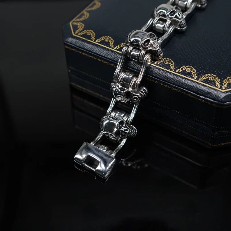 Japanese Brand × Vintage Skull Motorcycle Punk Bracelet Titanium Steel Size ONE SIZE - 5 Thumbnail