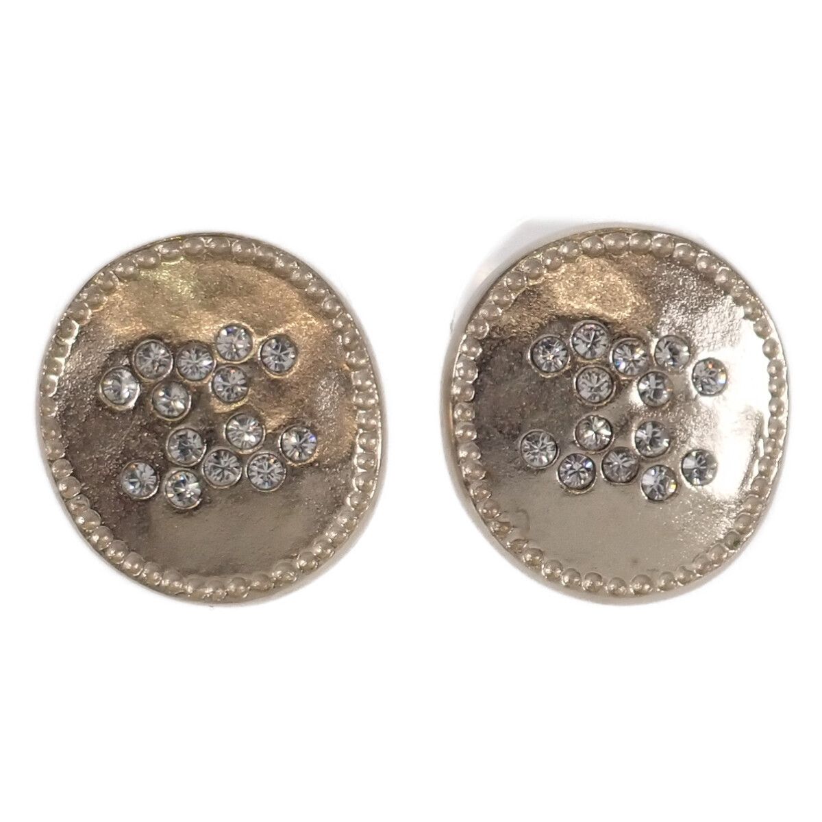 image of Chanel Cc Round Studded Earrings in Gold, Women's