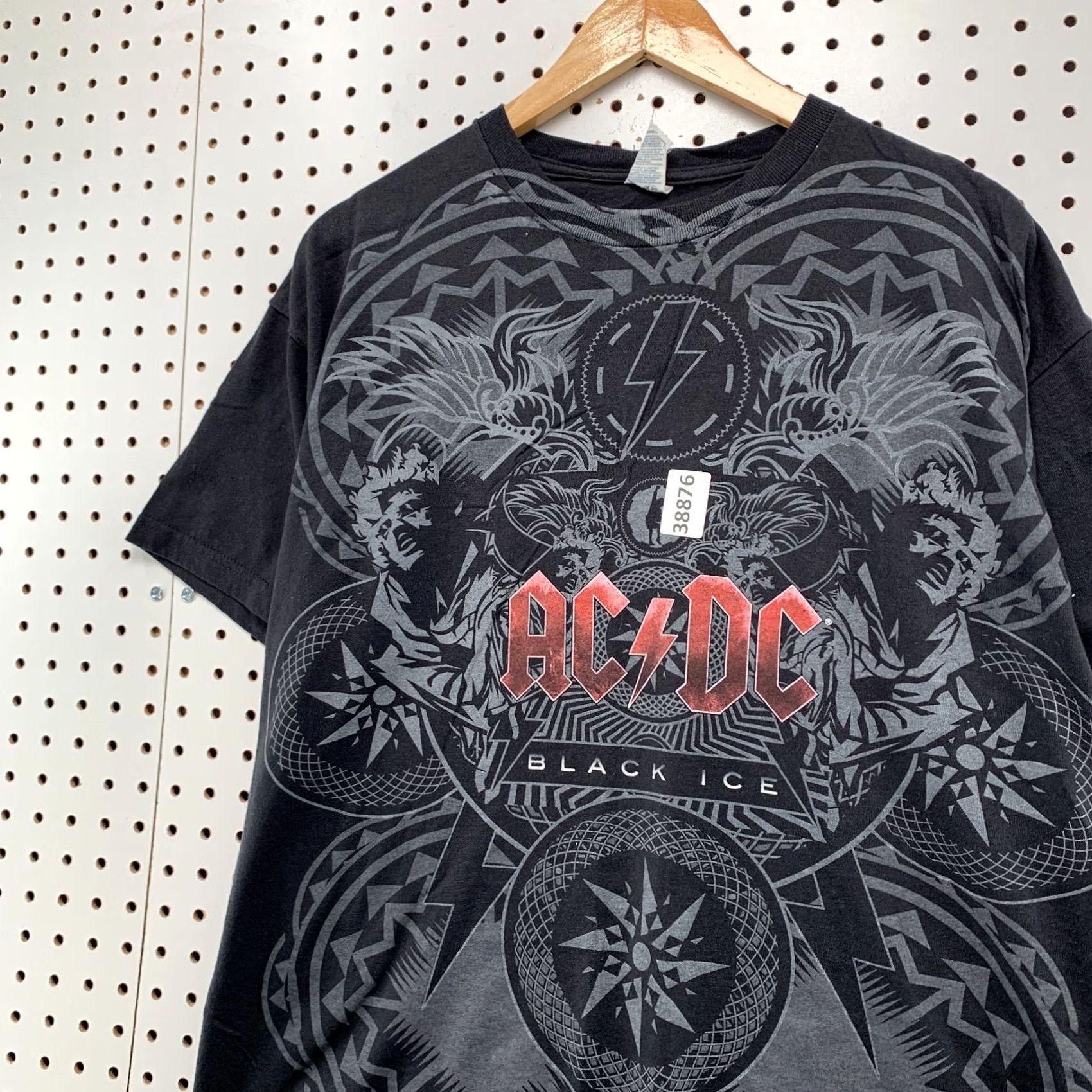 Delta VINTAGE ACDC Black Ice Aop Shirt Mens Large Black All Over Print Music Band Size US L / EU 52-54 / 3 - 7 Thumbnail