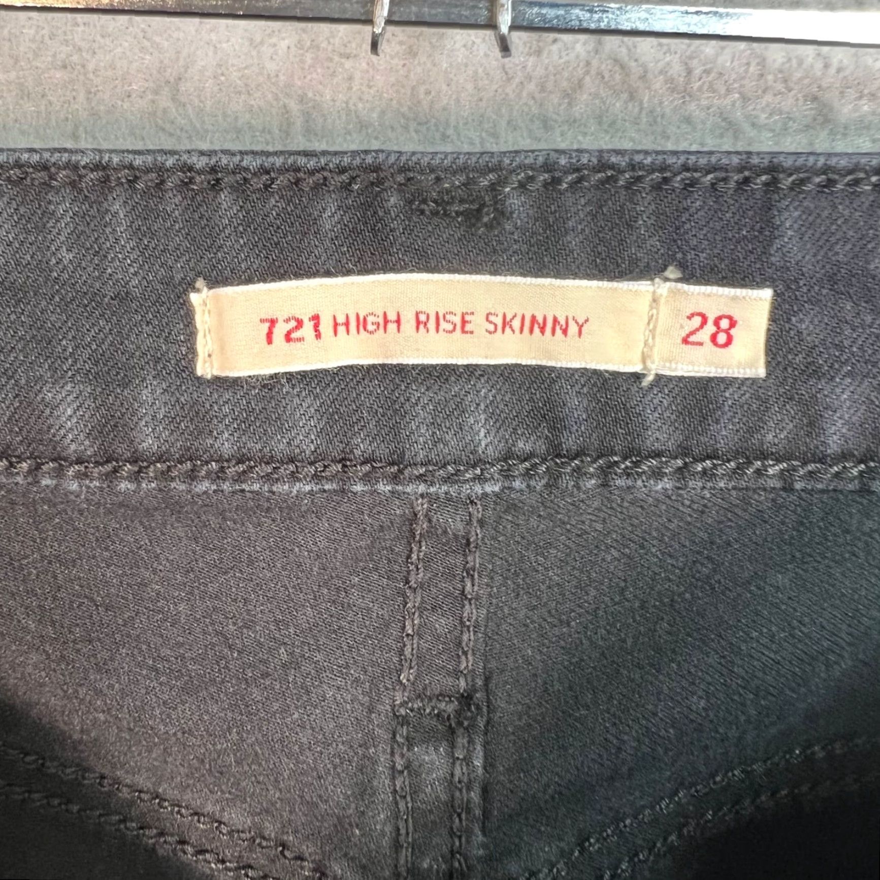 Levi's Levi's 721 High Rise Skinny Black Denim Jeans Womens Size 28 Stretchy Slim Fit Denim Jeans - Levi's 721 - Black - Size 28 - Slim Fit Womens Size 28" / US 6 / IT 42 - 3 Thumbnail